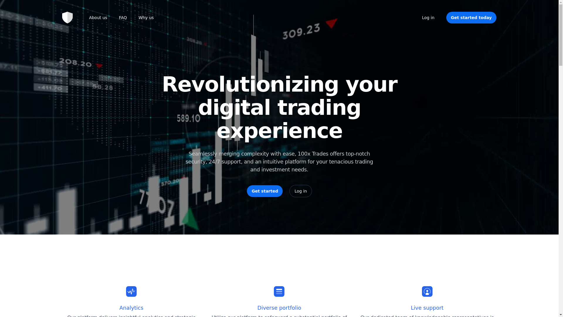 website screenshot of https://100x-trades-frontend.pages.dev/