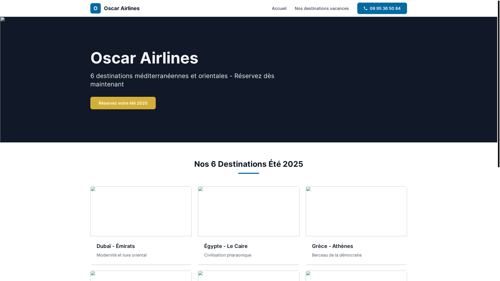 website screenshot of https://www.oscarairlines.com/