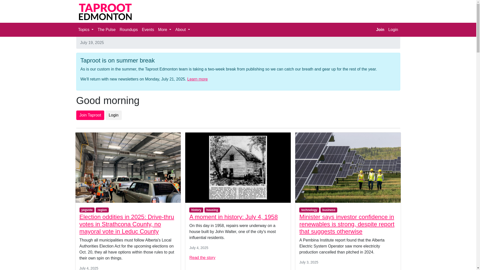 website screenshot of https://edmonton.taproot.news/