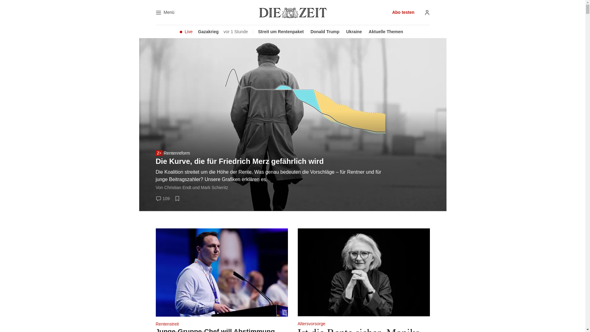 website screenshot of https://zeit.de/
