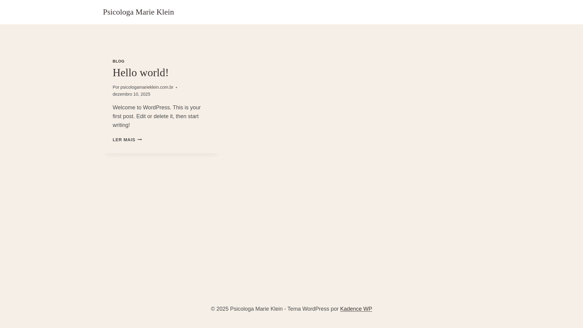 website screenshot of https://psicologamarieklein.com.br/