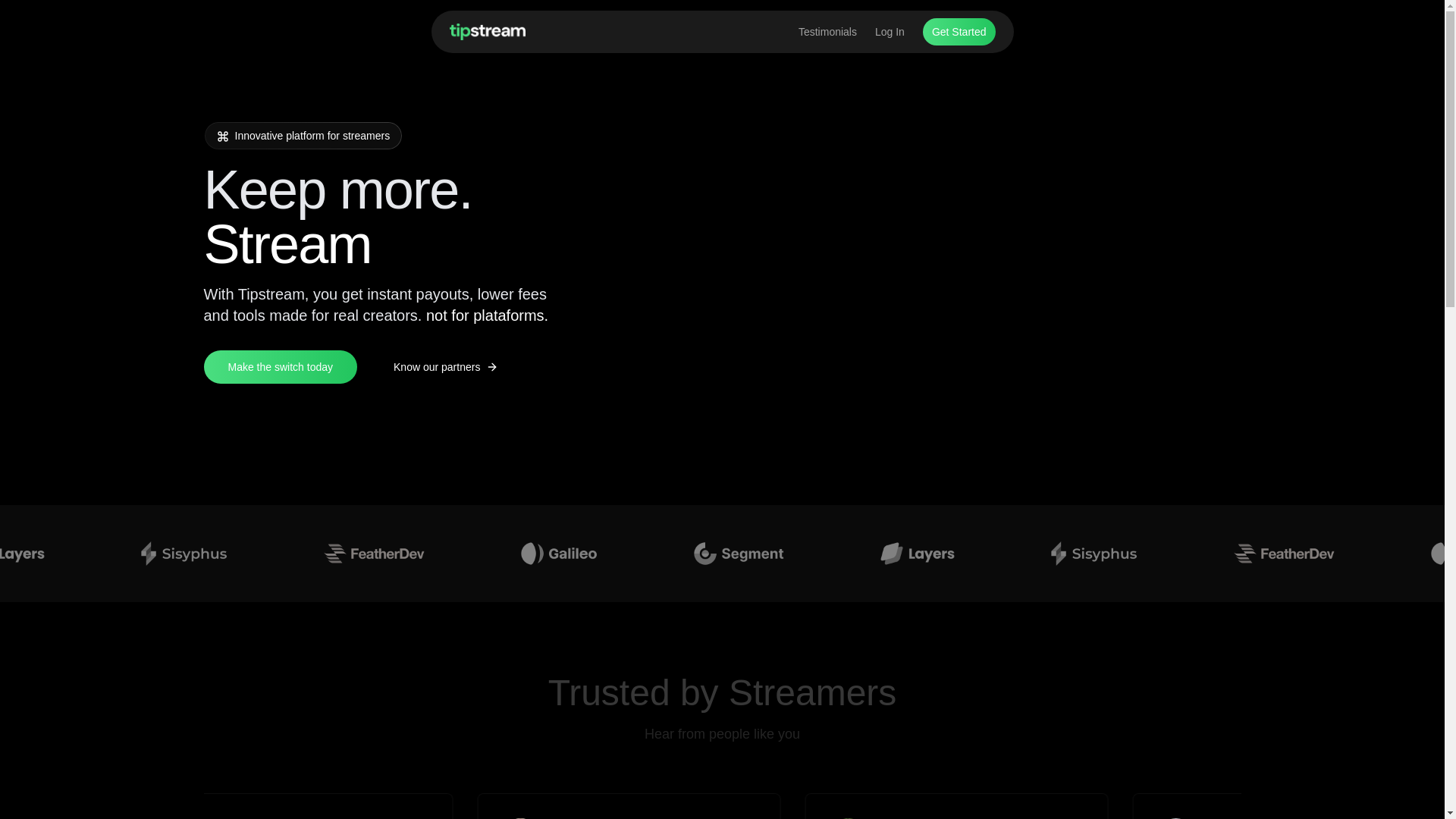 website screenshot of https://tipstream.gg/