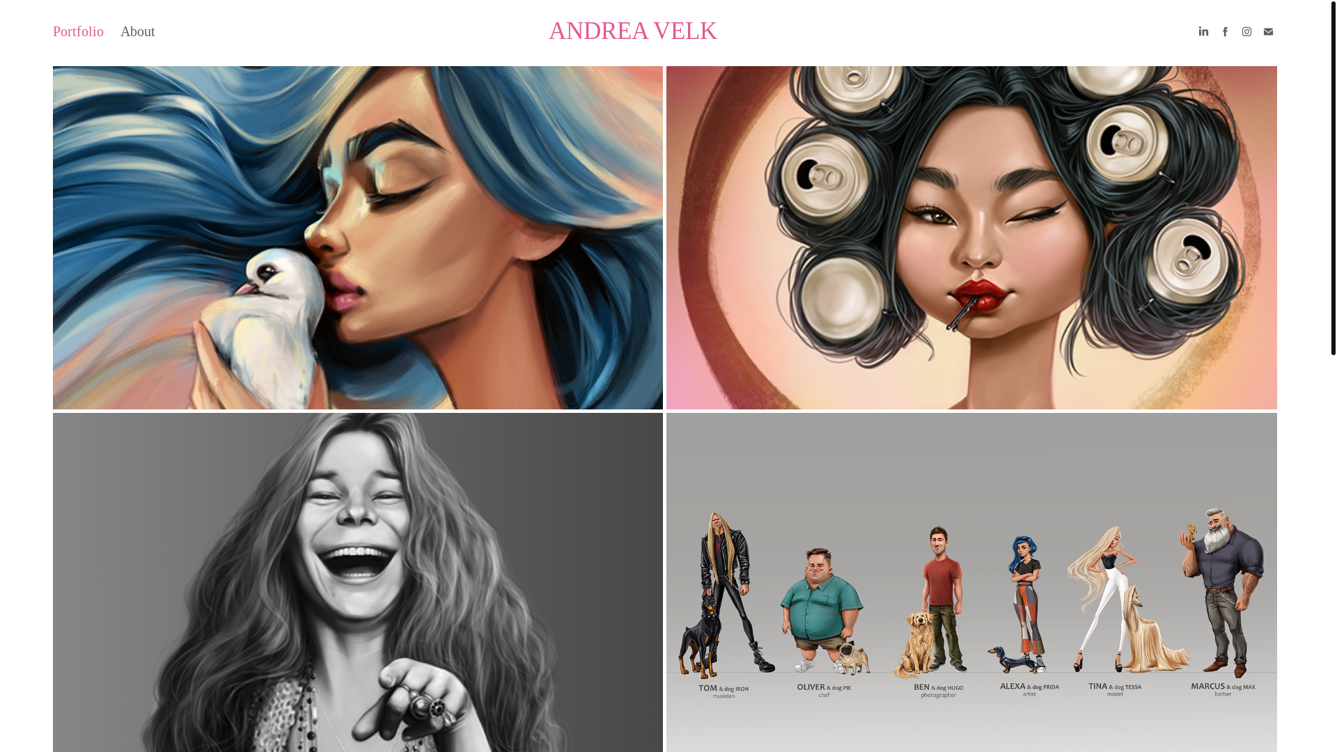 website screenshot of https://andreavelk.art/
