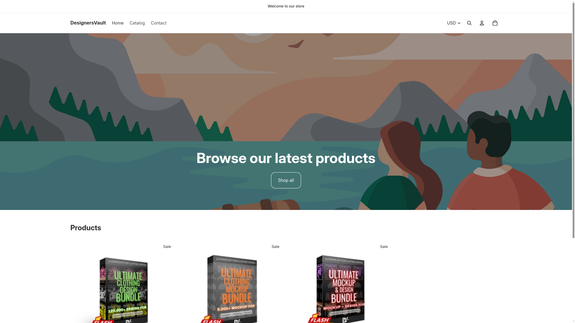 website screenshot of https://designersvault.store/