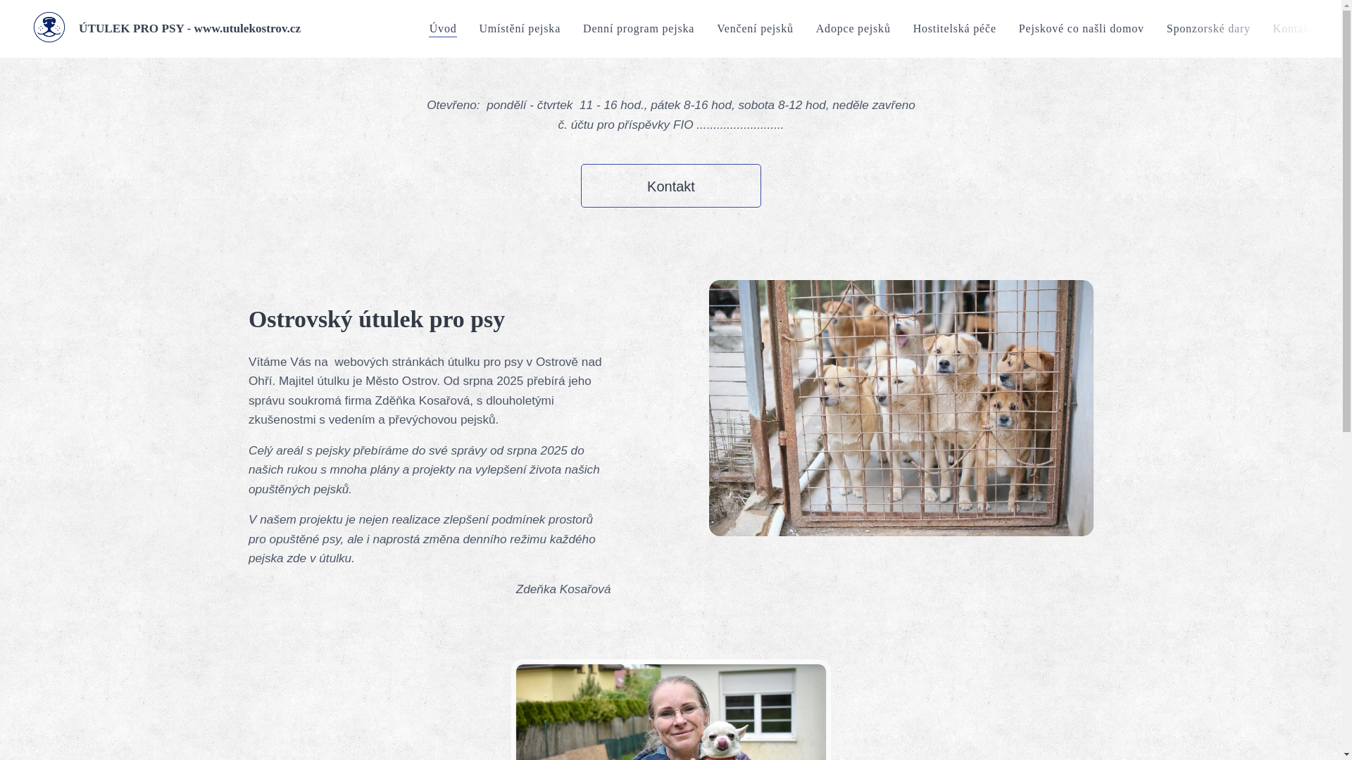 website screenshot of https://utulekostrov.cz/