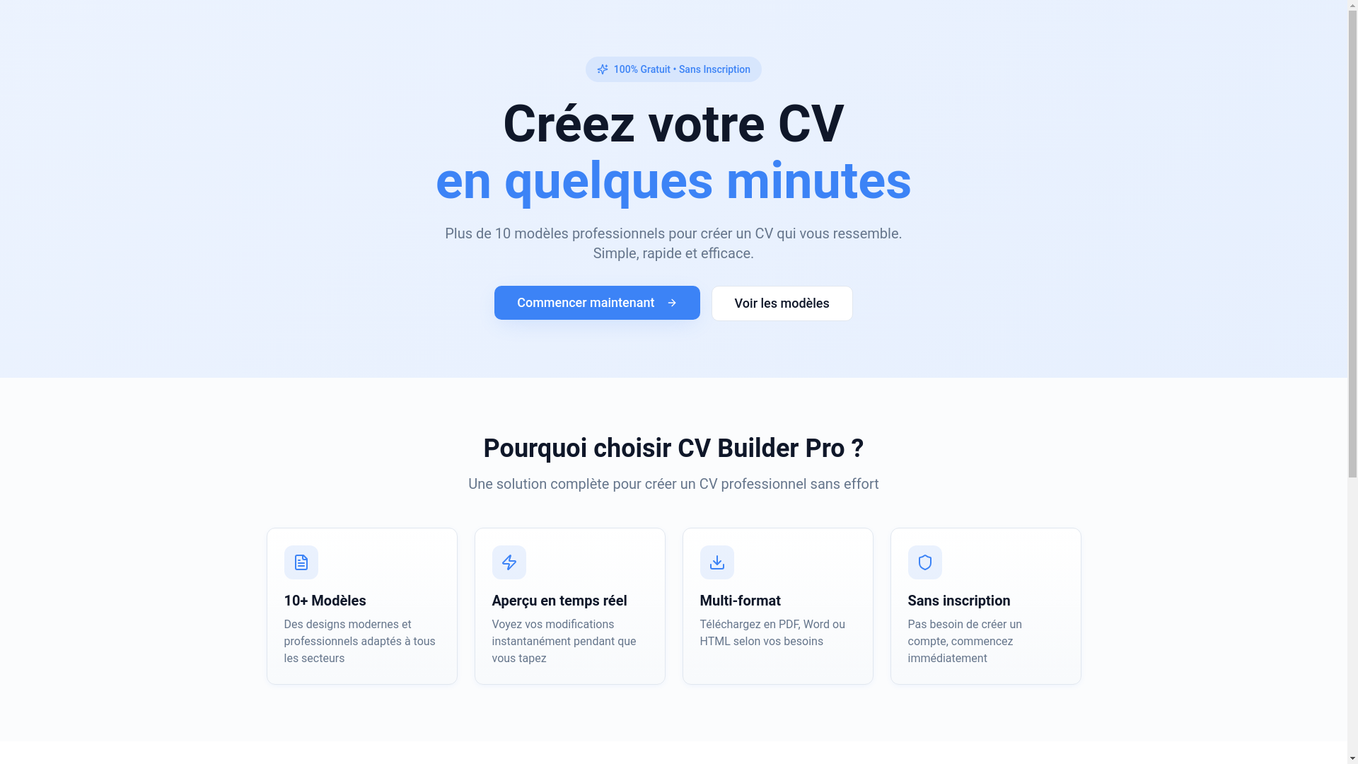 website screenshot of https://cvfacile-fr.pages.dev/