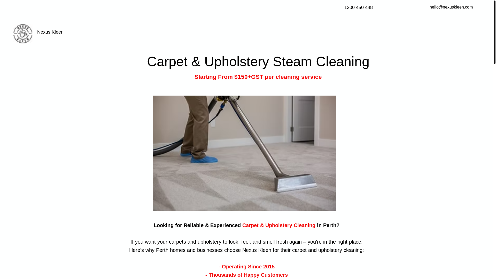website screenshot of https://nexuscarpetcleaning.com.au/