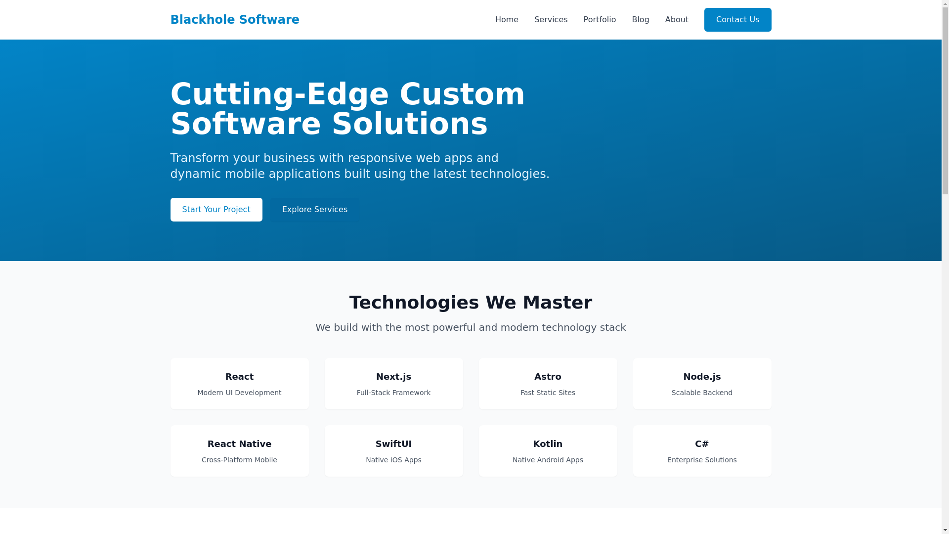 website screenshot of https://blackholesoftware.pages.dev/