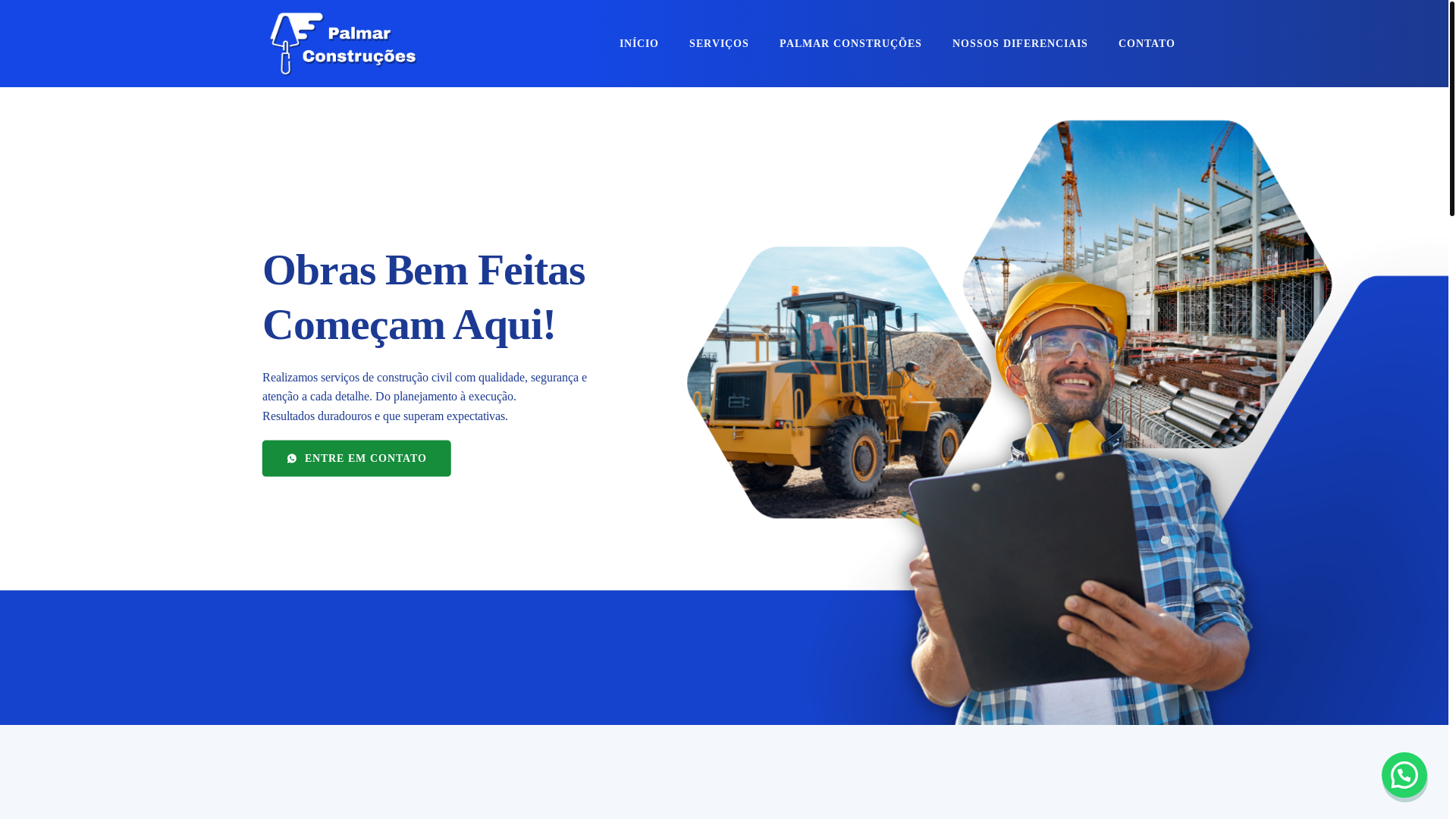 website screenshot of https://palmarconstrucao.com.br/