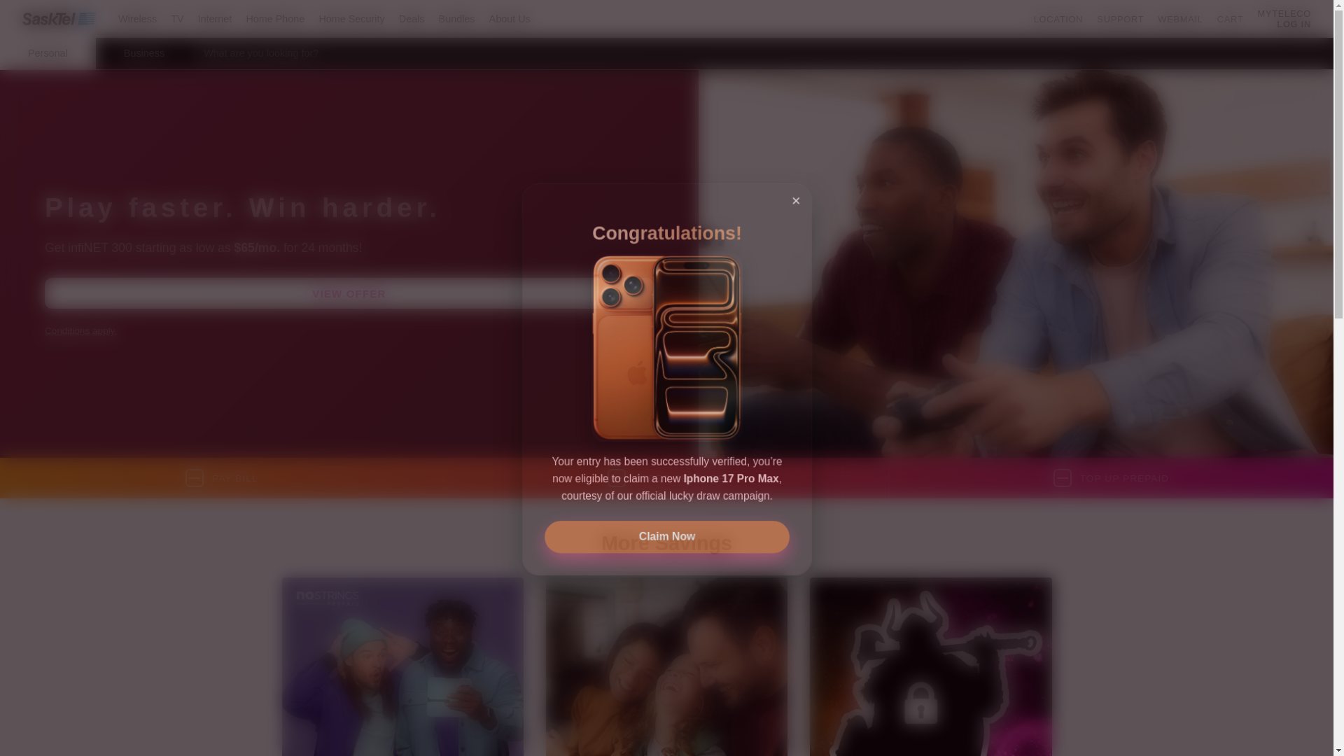 website screenshot of https://sasktel.store/