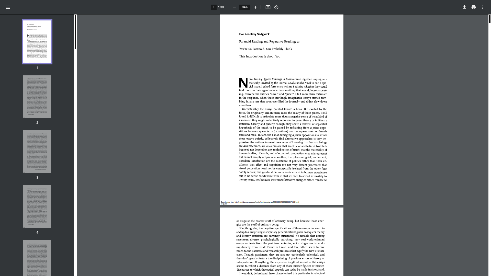 website screenshot of https://hcommons.org/?get_group_doc=1003678/1629909863-sedgwick-1997-paranoid-reading-and-reparative-reading.pdf