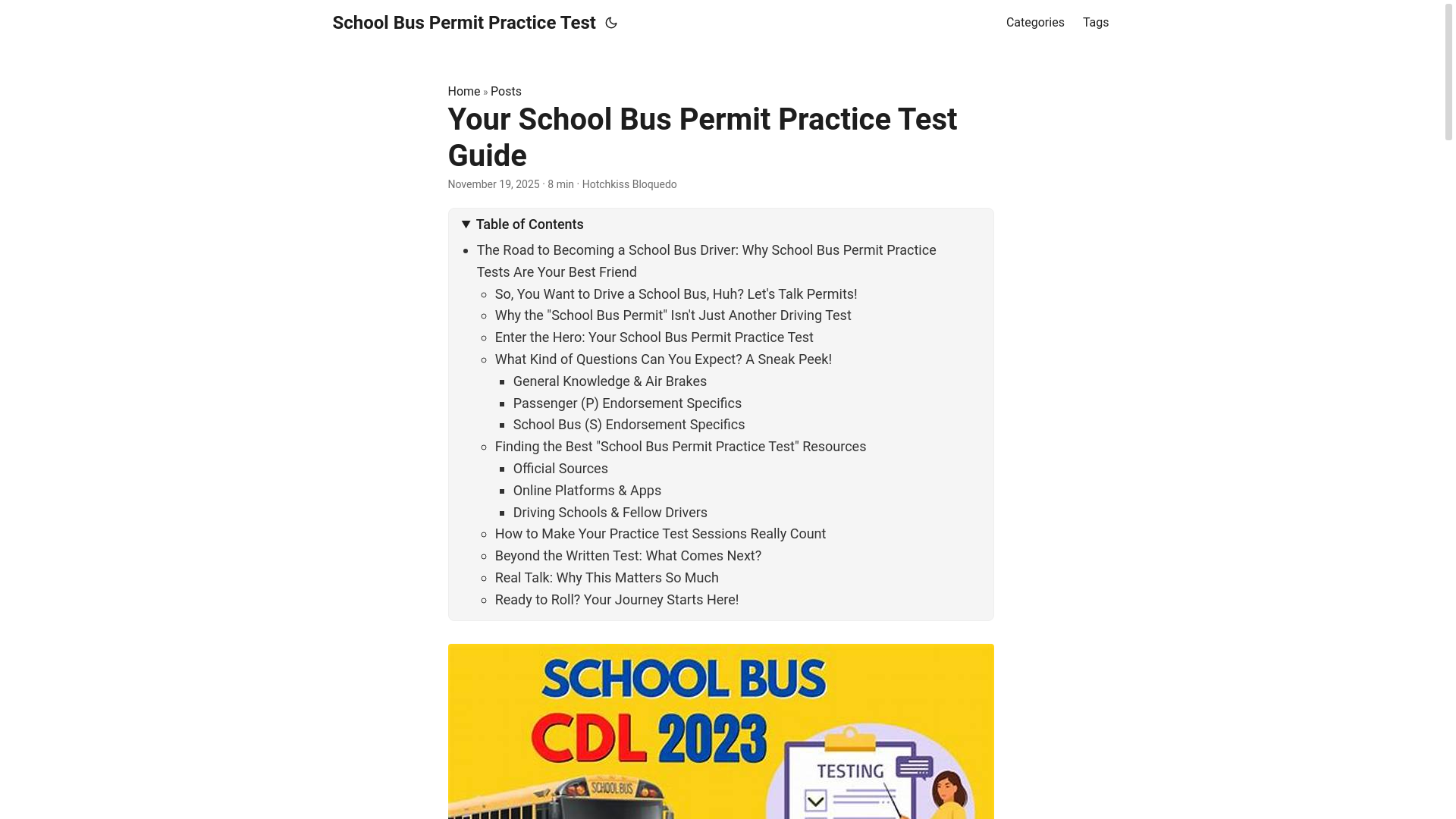 website screenshot of https://schoolbuspermitpracticetest.pages.dev/
