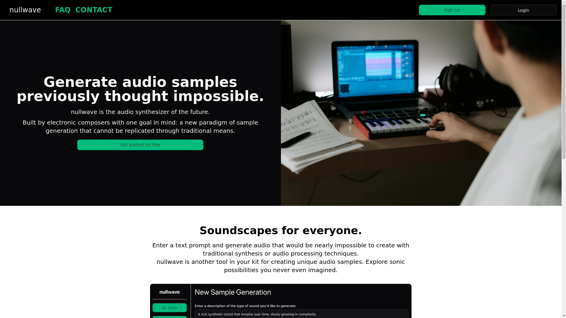 website screenshot of https://nullwave.app/