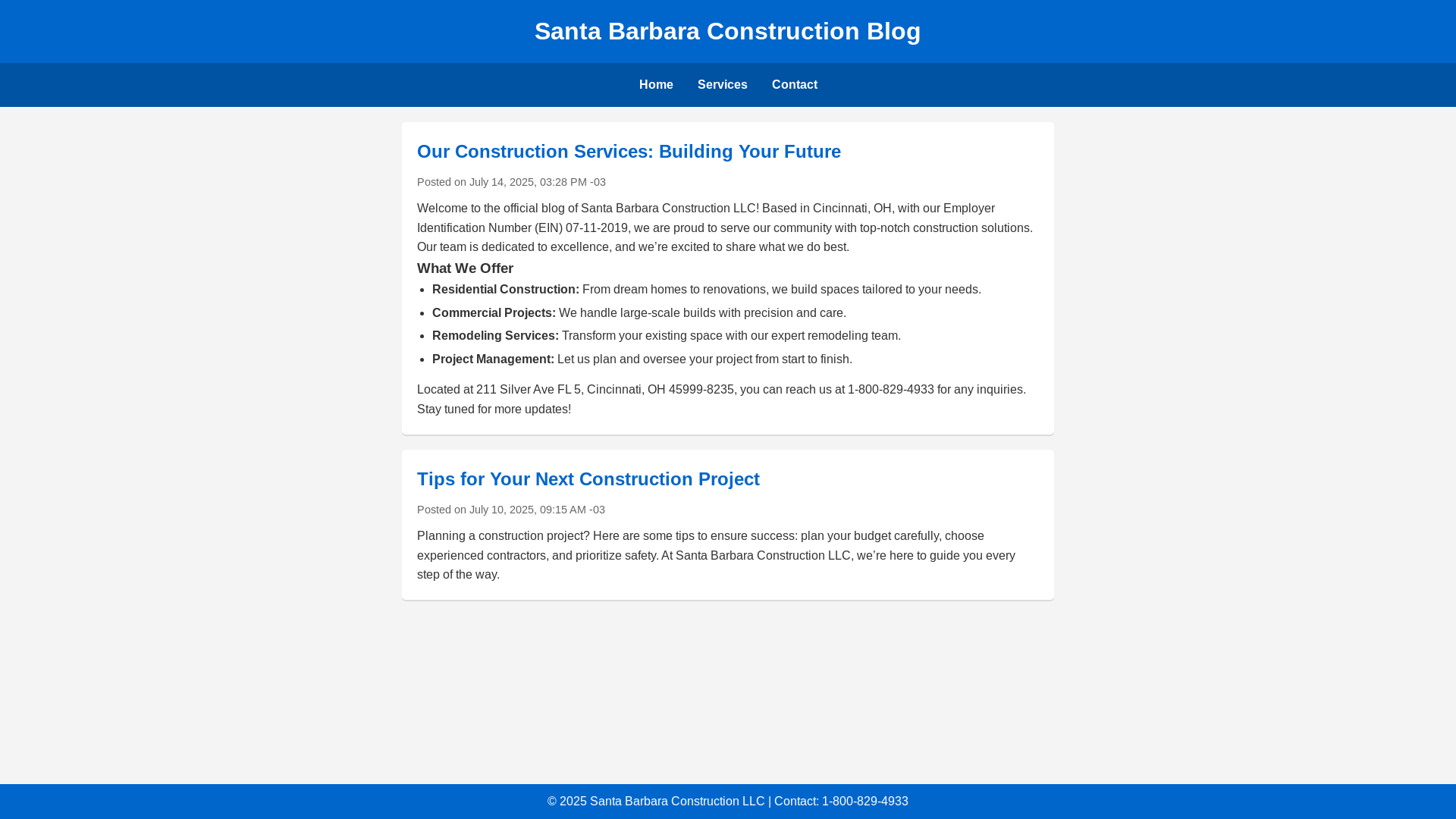 website screenshot of https://santabarbaraconstructiollc.site/