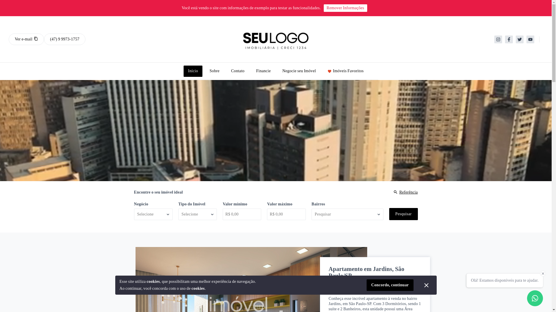 website screenshot of https://buenoecascaesimoveis.com.br/