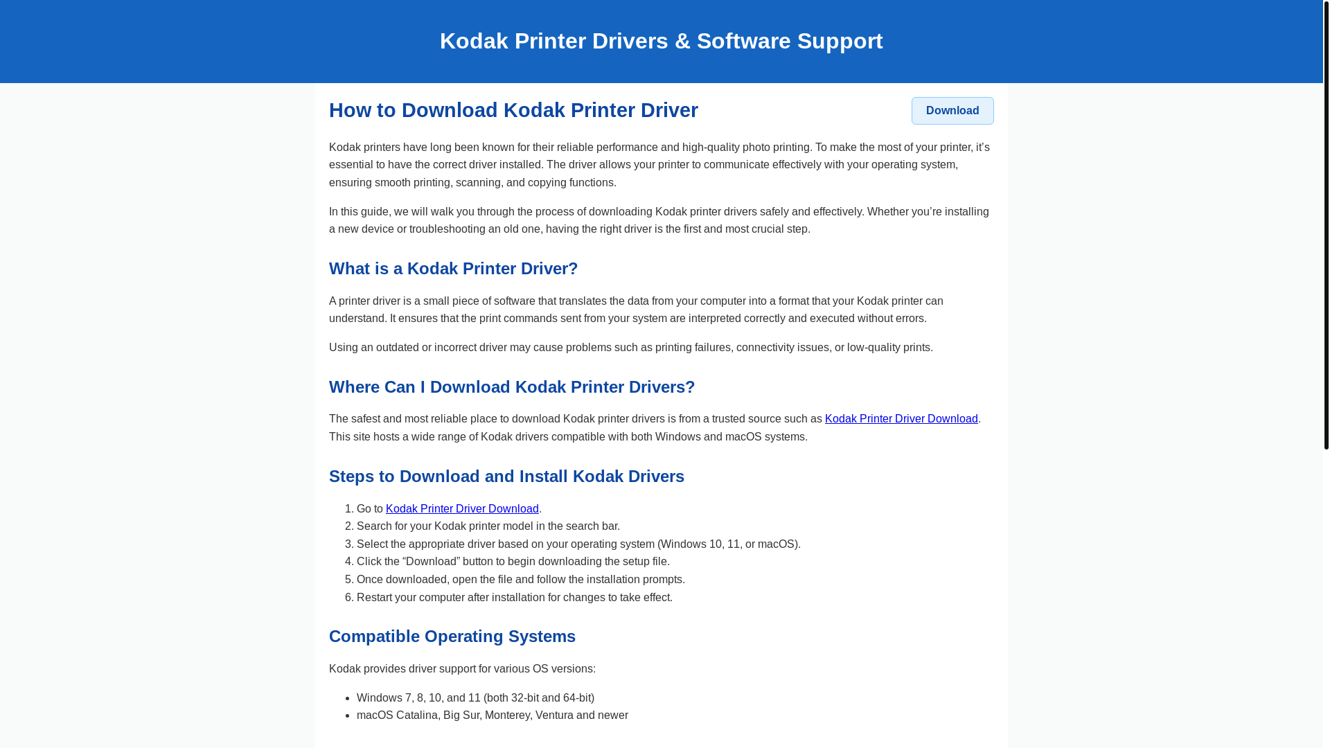 website screenshot of https://kodak-printer-driver-download.pages.dev/