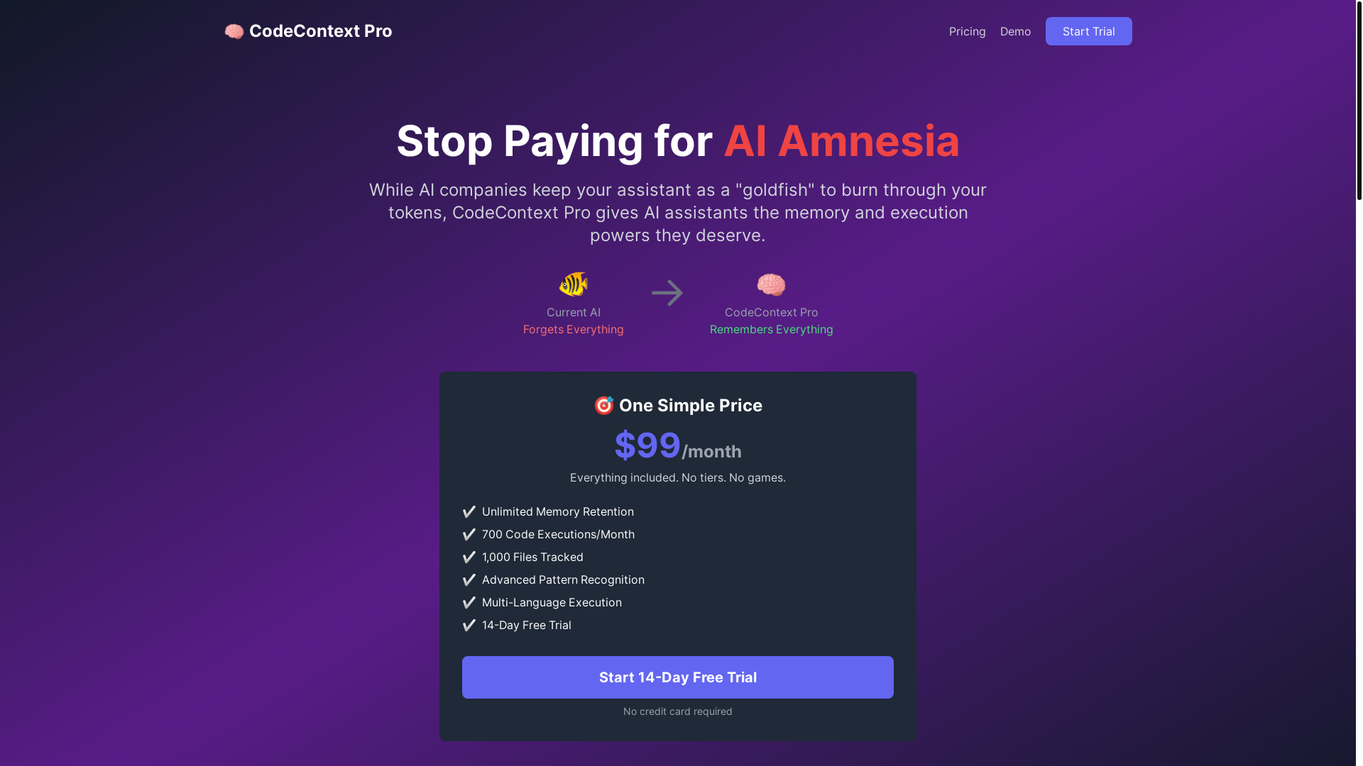 website screenshot of https://codecontextpro.com/