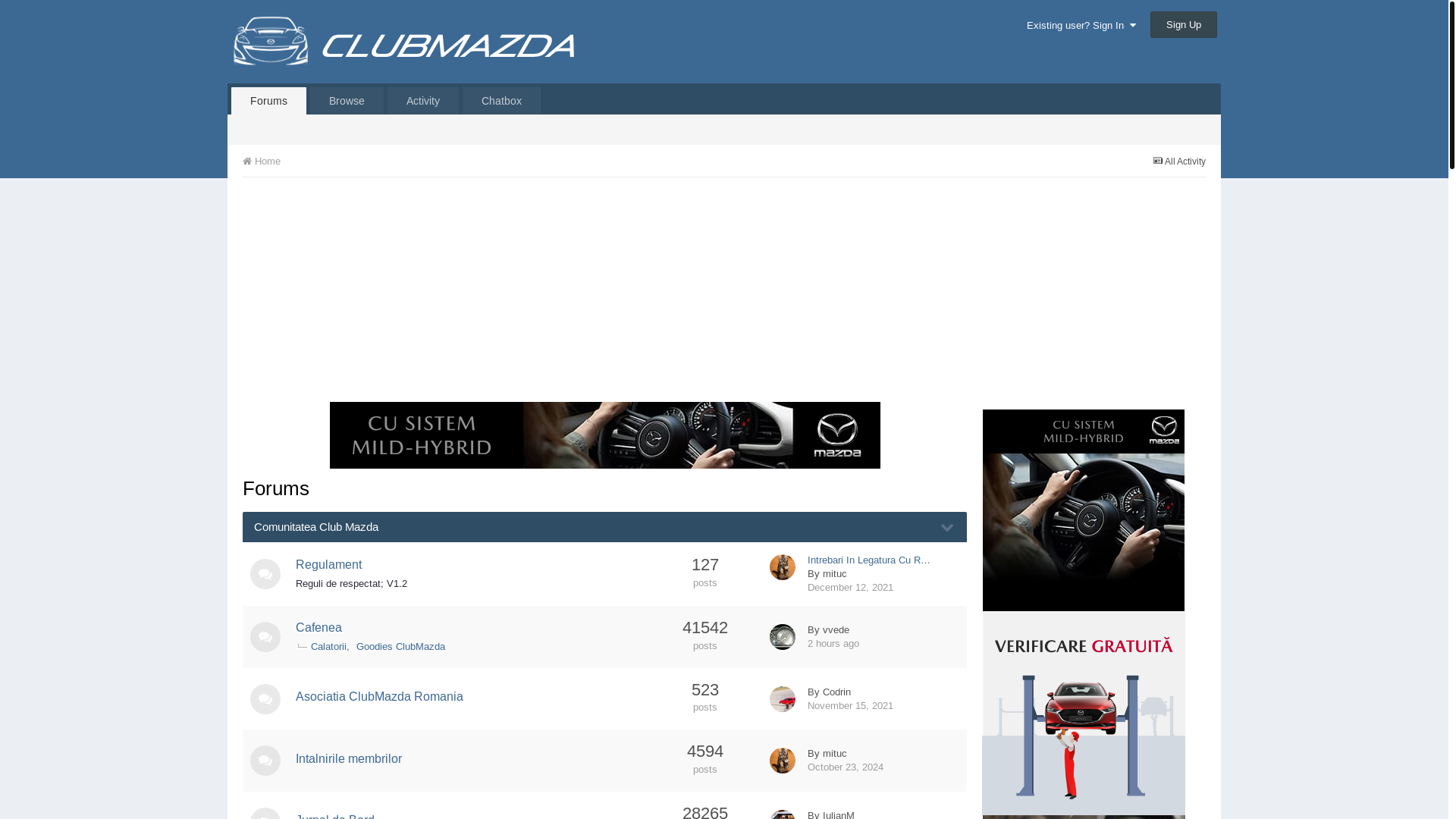 website screenshot of https://forum.clubmazda.ro/