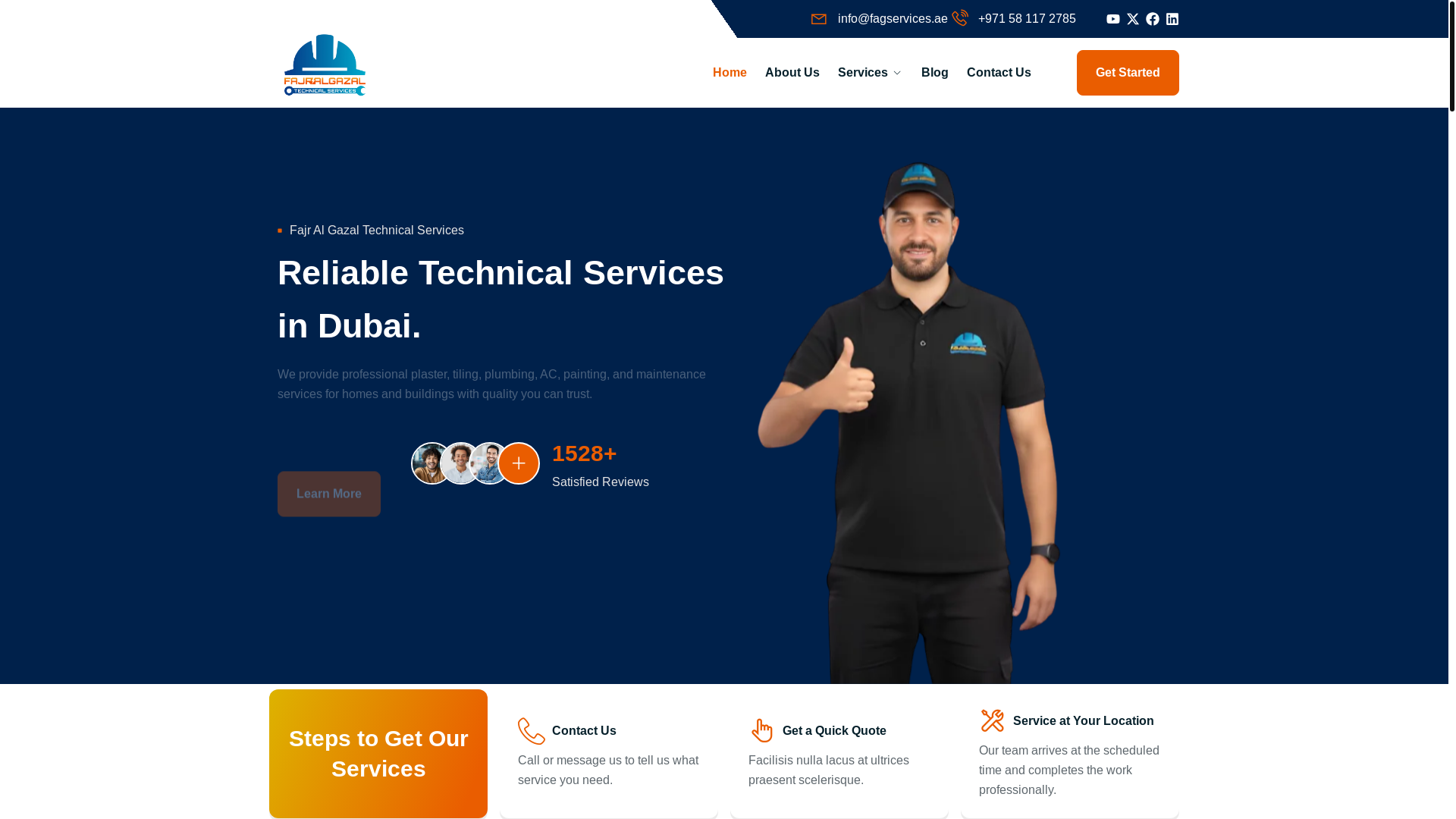 website screenshot of https://fagservices.ae/