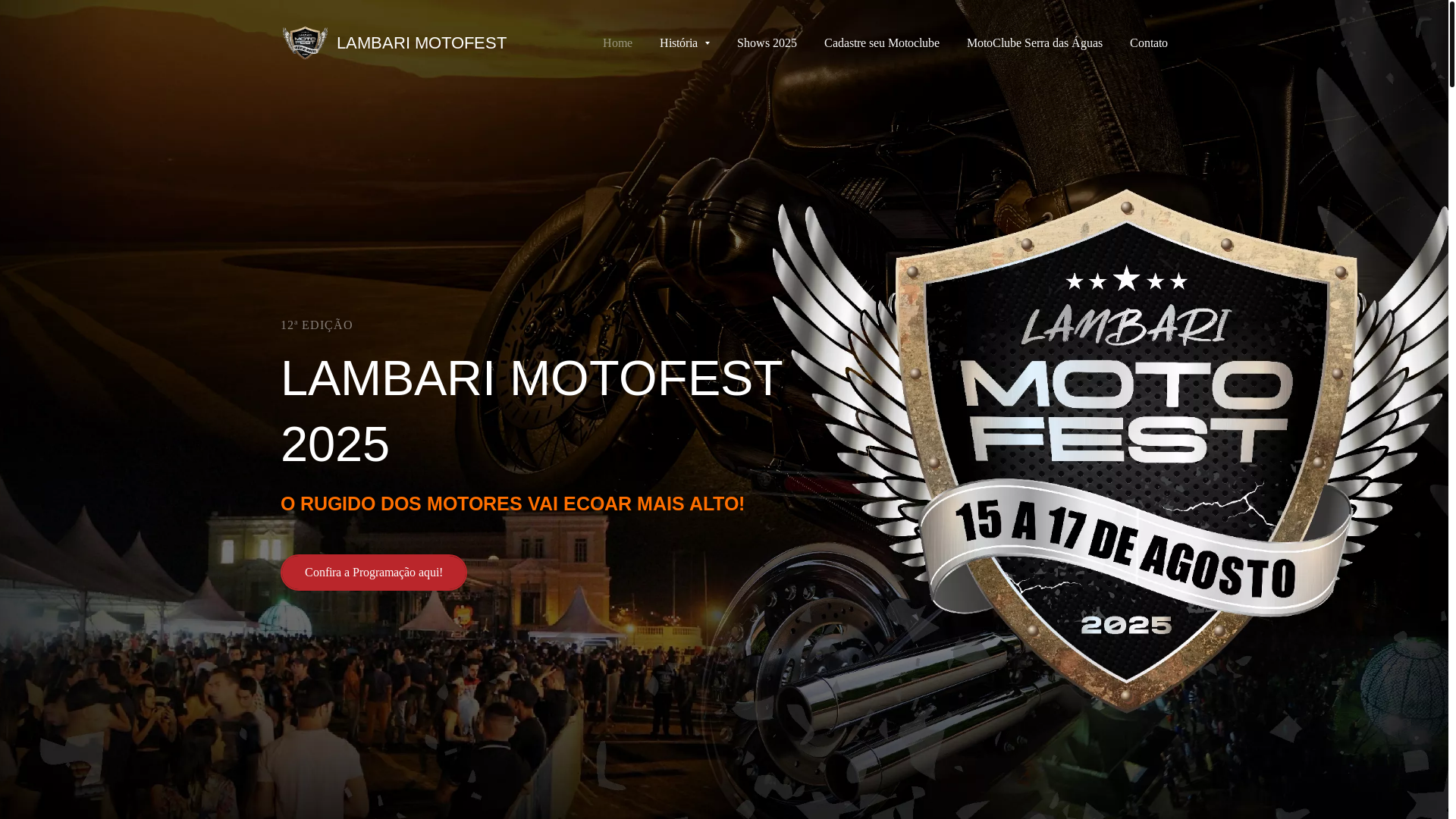 website screenshot of https://lambarimotofest.com.br/