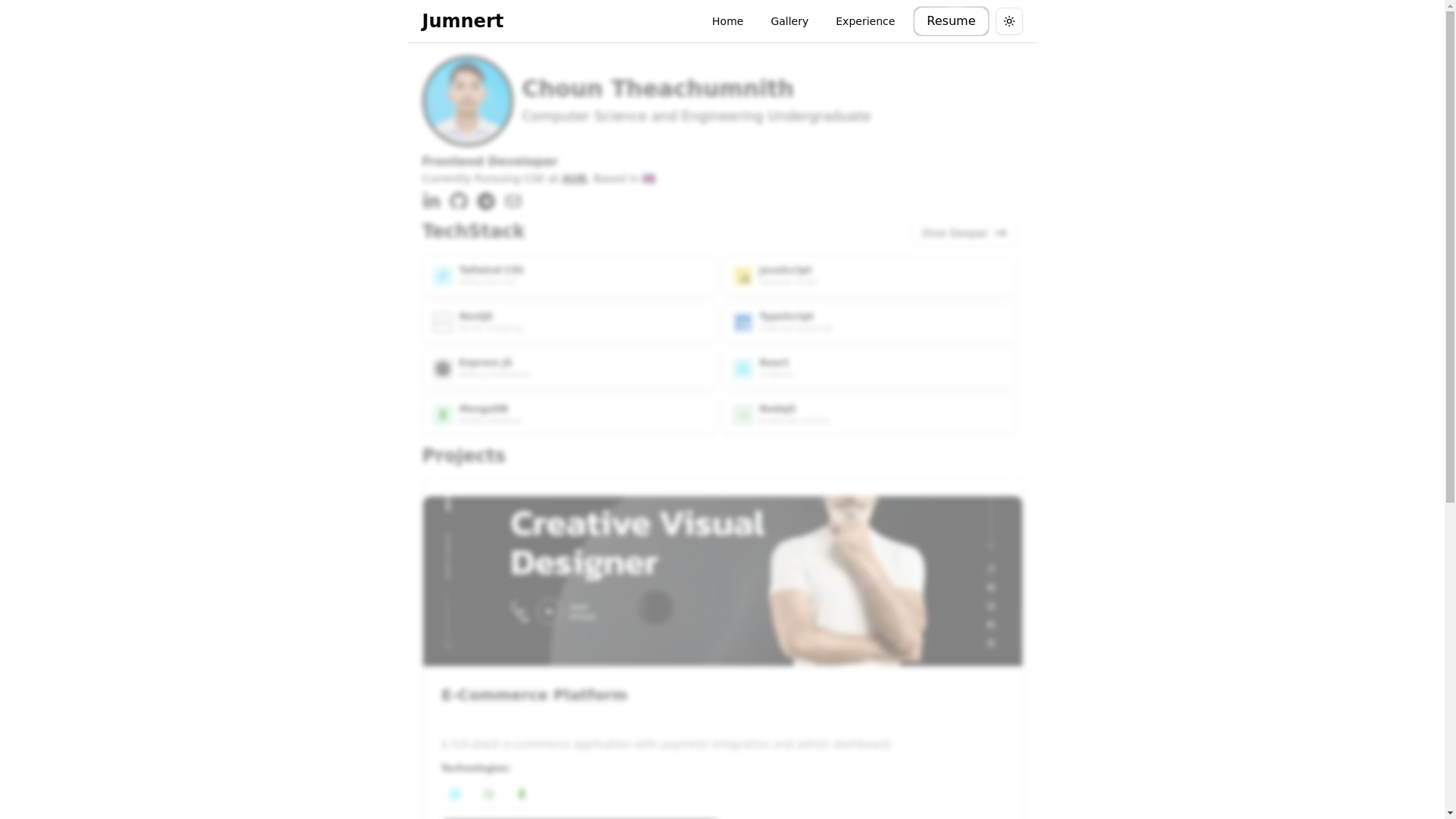 website screenshot of https://jumnert.xyz/