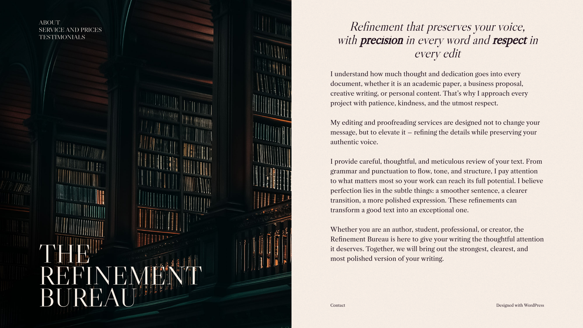 website screenshot of https://therefinementbureau.blog/