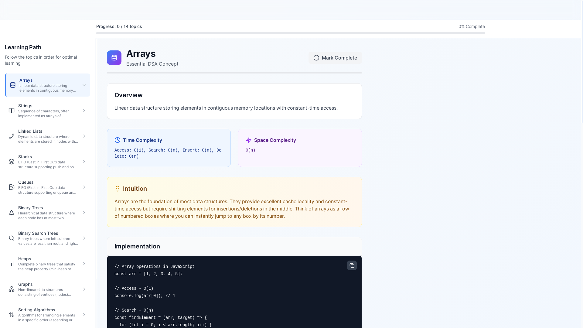 website screenshot of https://dsa-cheatsheet.pages.dev/