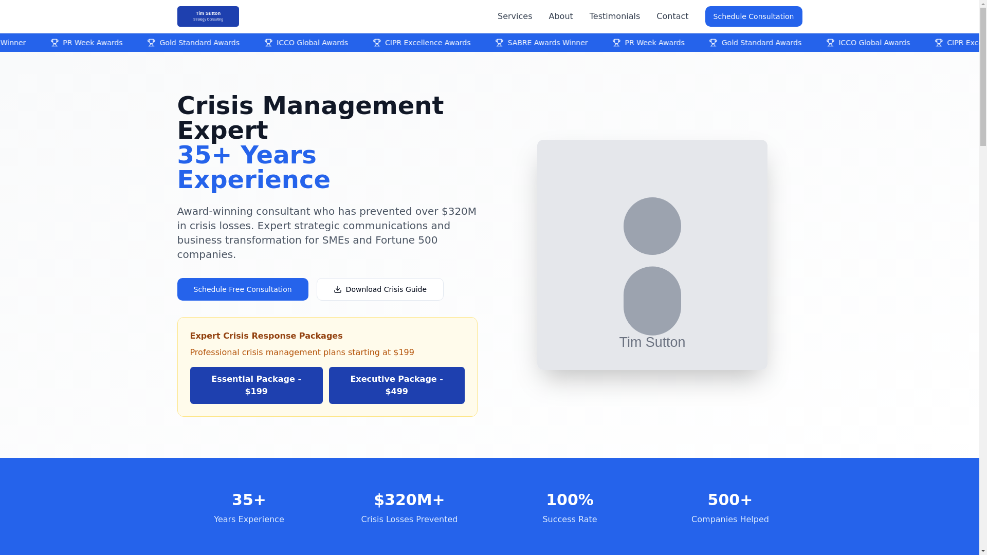website screenshot of https://timsuttonstrategy.com/