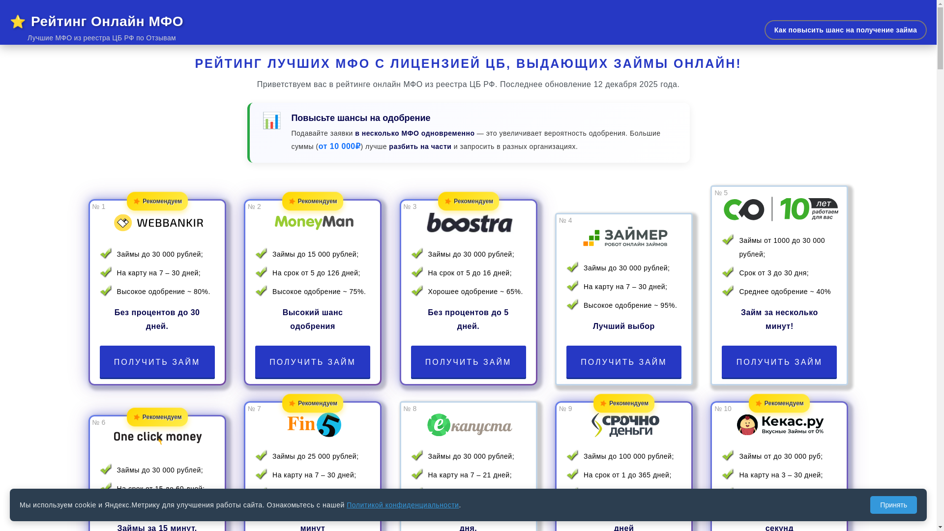 website screenshot of https://mfo-monitor.ru/