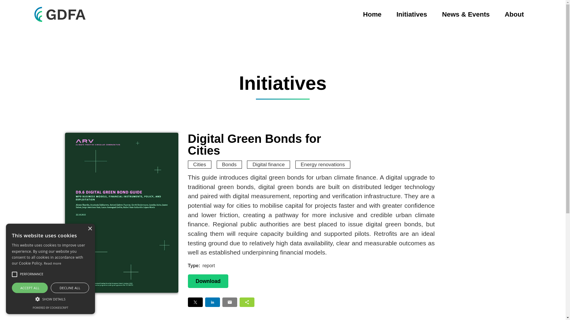 website screenshot of https://www.greendigitalfinancealliance.org/initiatives/digital-green-bonds-for-cities