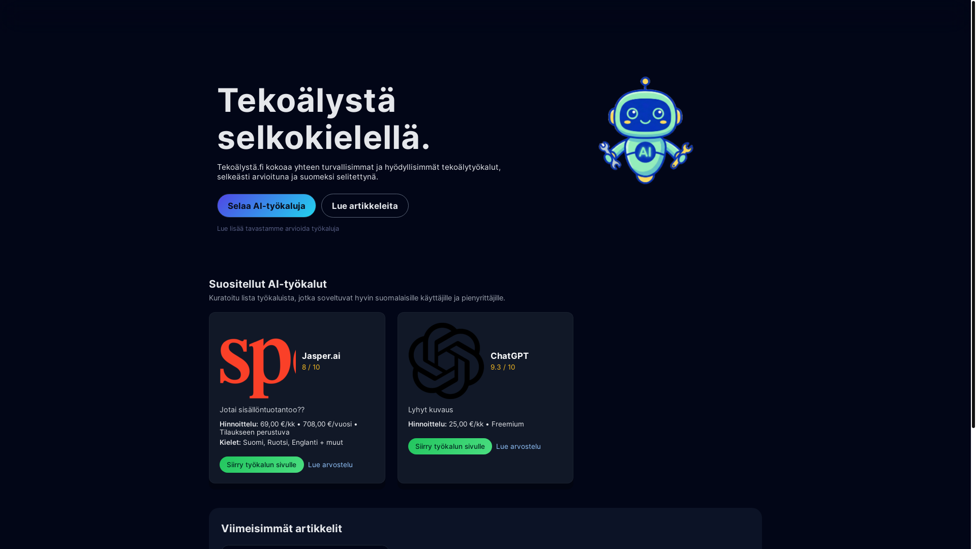 website screenshot of https://xn--tekolyst-3zae.fi/