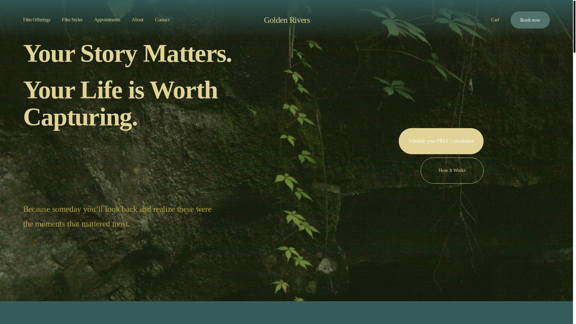 website screenshot of https://goldenrivers.me/