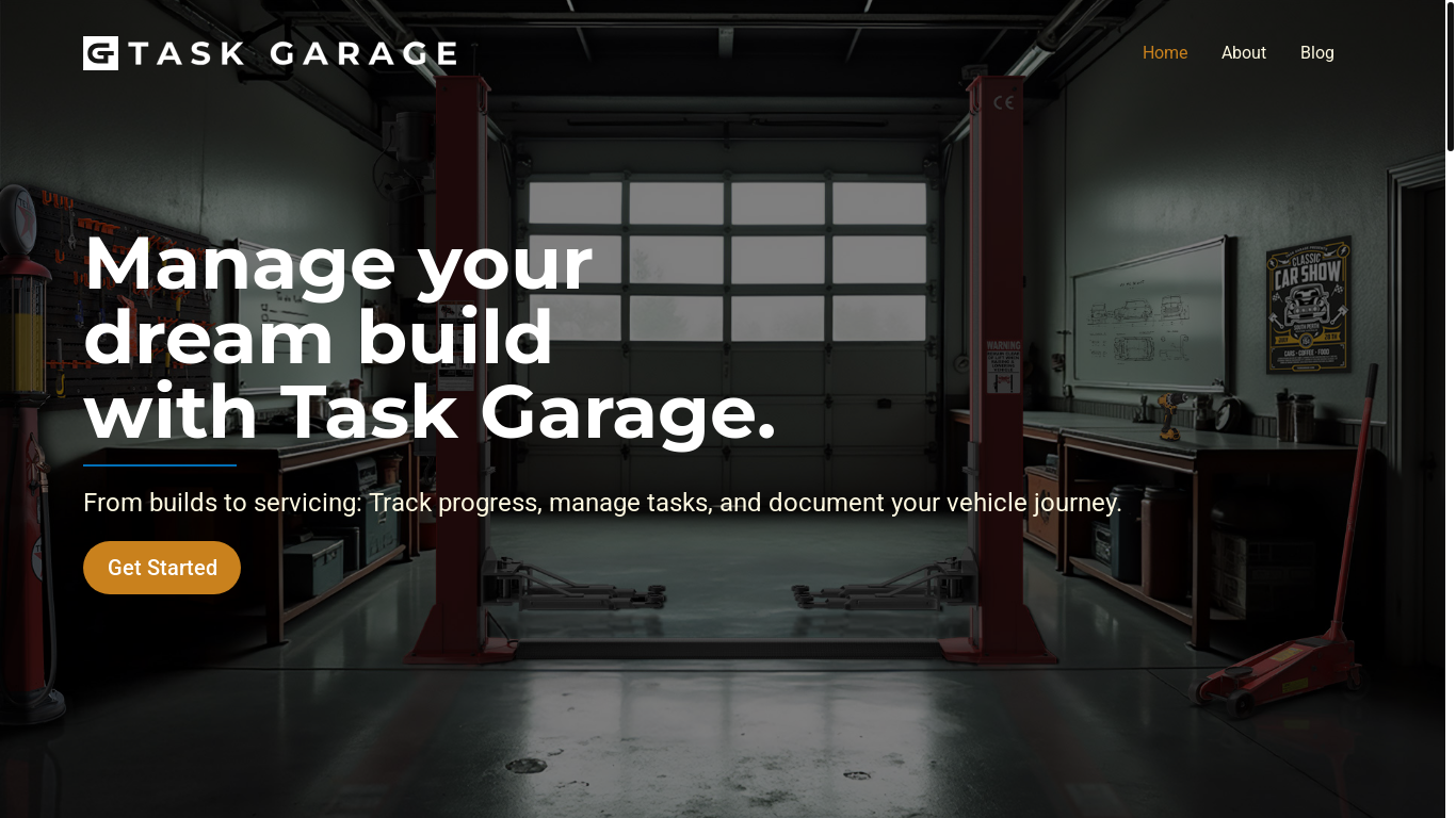 website screenshot of https://taskgarage.com/