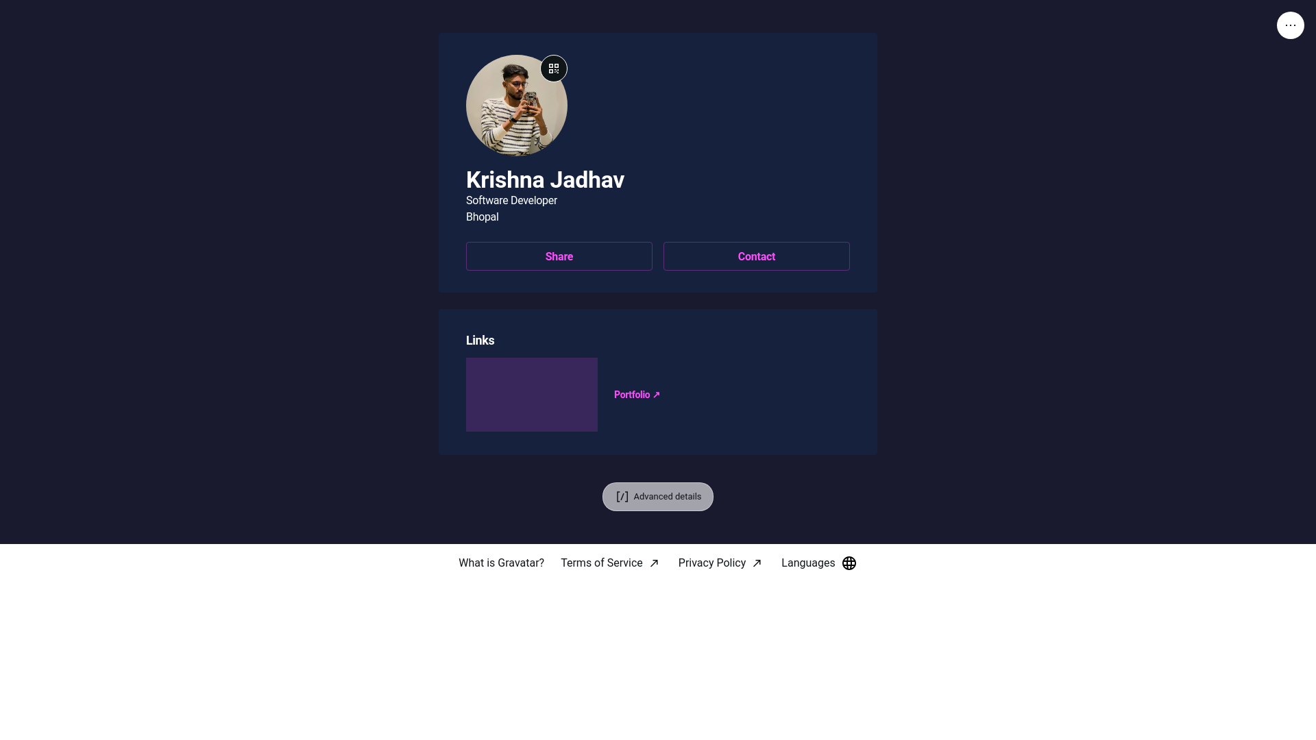 website screenshot of https://krishnajadhav.pro/