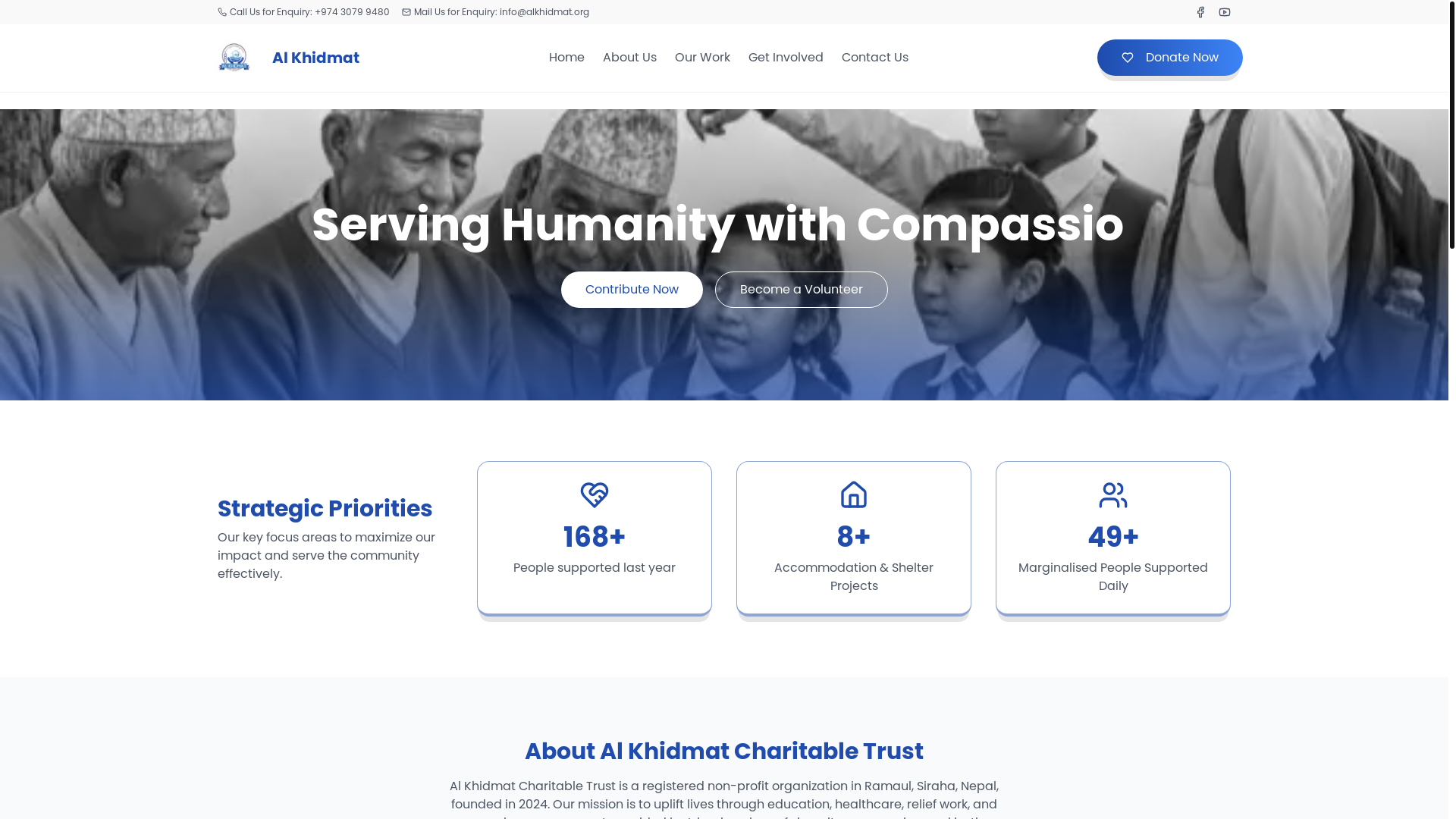 website screenshot of https://alkhidmatcharity.org/