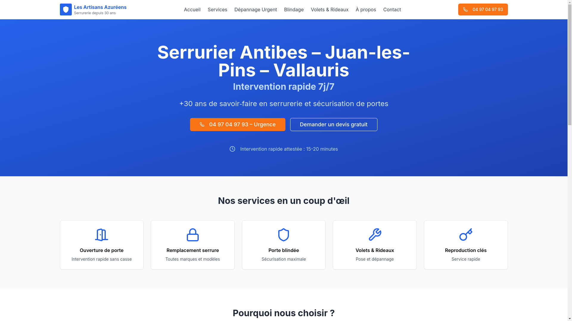 website screenshot of https://serrurier-64j.pages.dev/