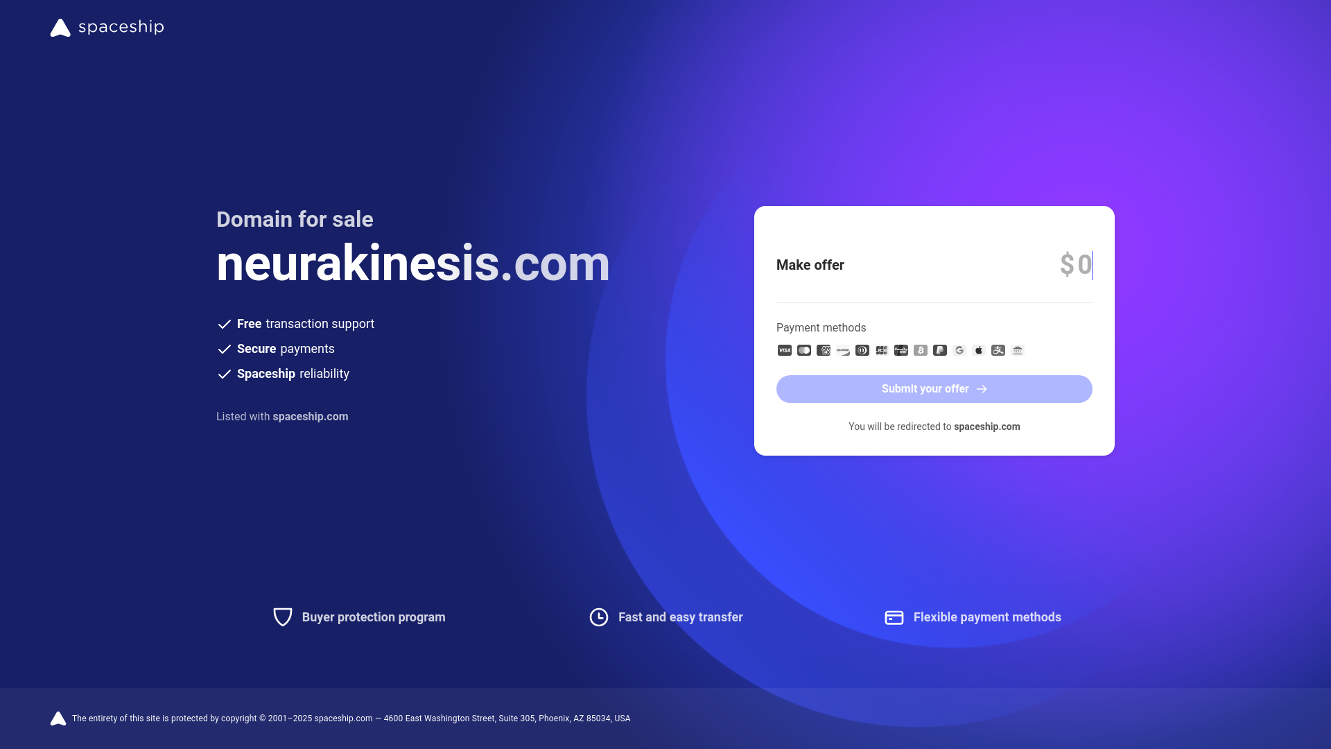 website screenshot of https://neurakinesis.com/