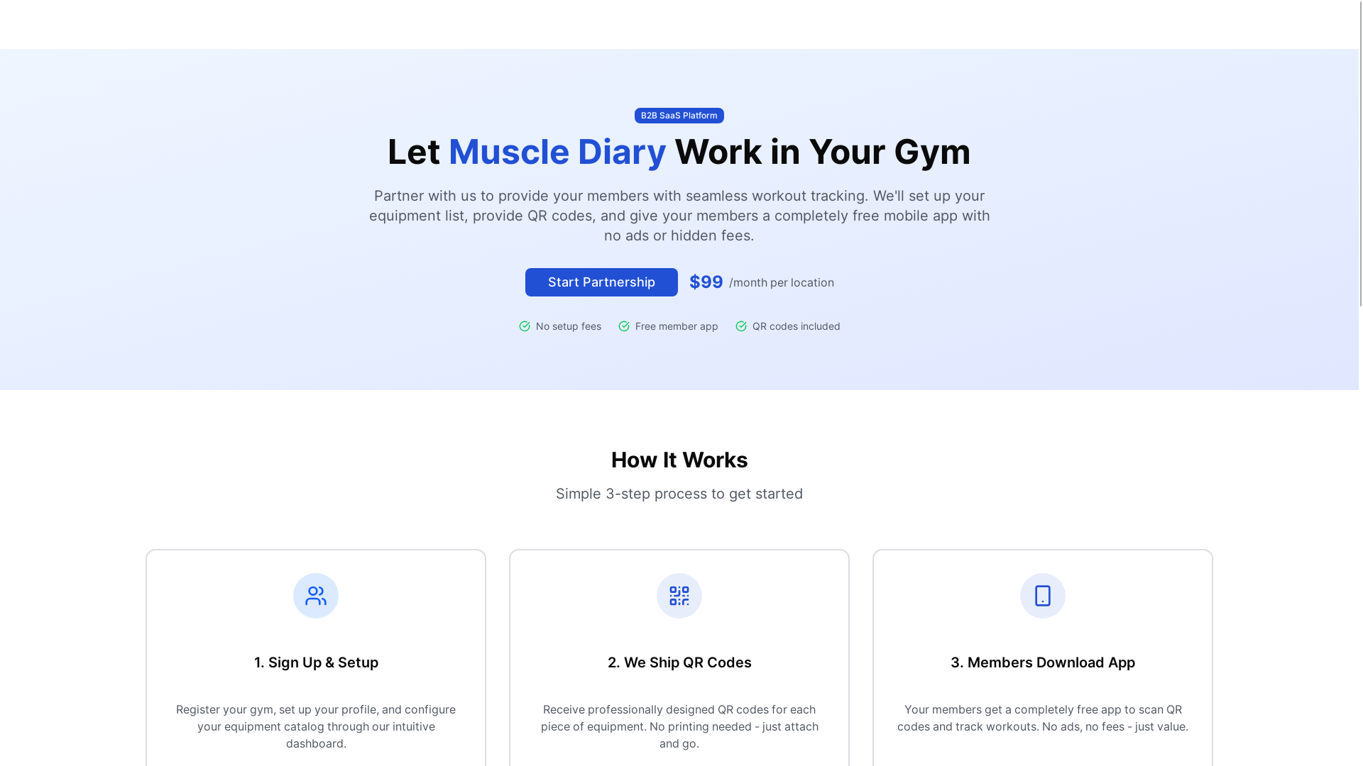 website screenshot of https://musclediary.app/