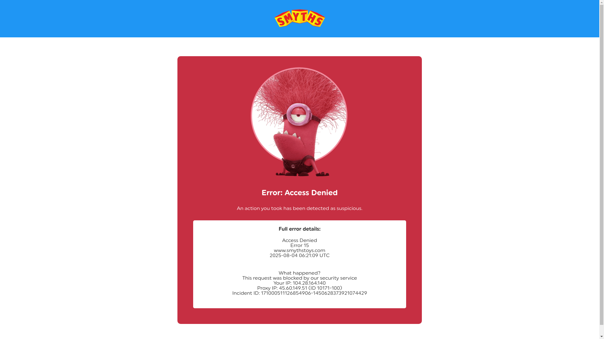 website screenshot of https://www.smythstoys.com/