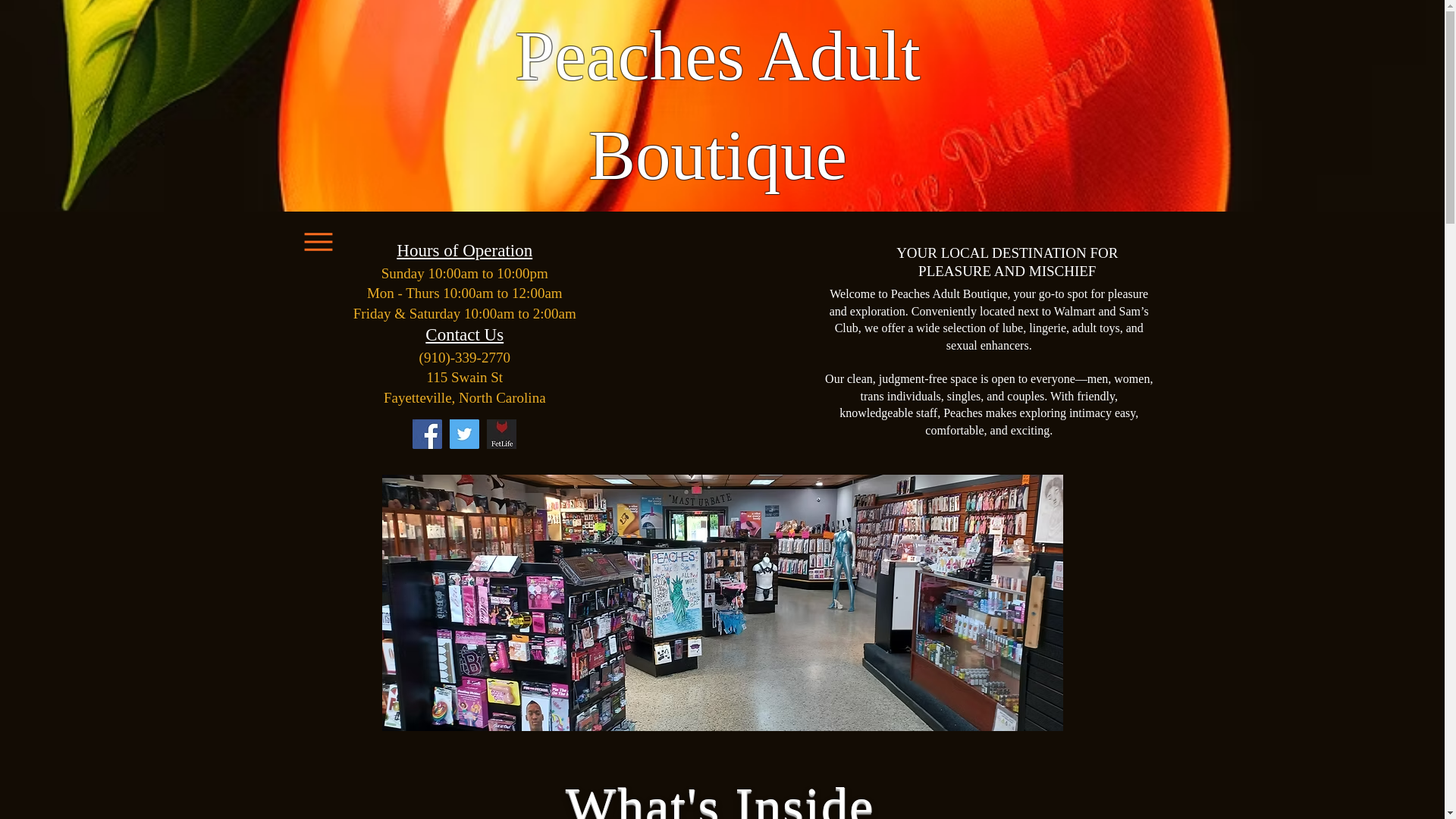 website screenshot of https://peaches-adult-boutique.com/