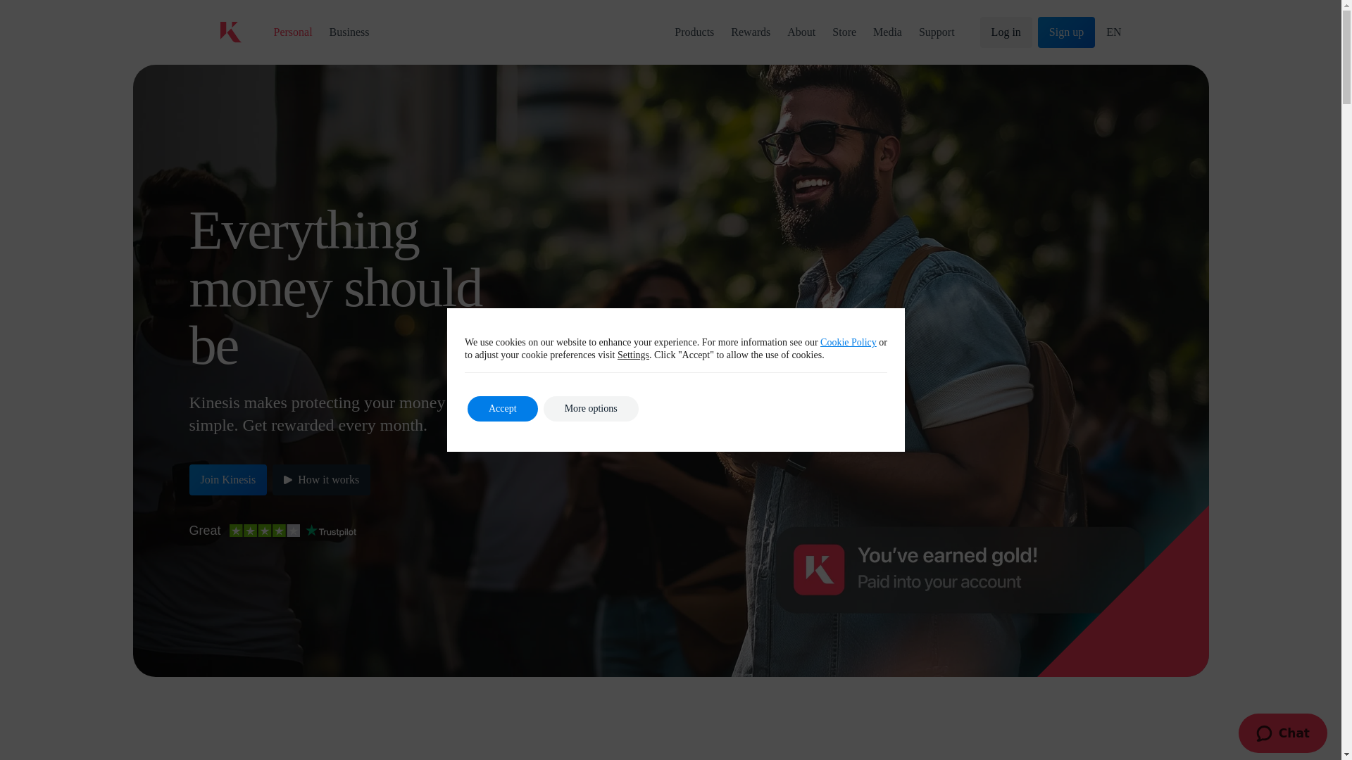 website screenshot of https://kinesis.money/