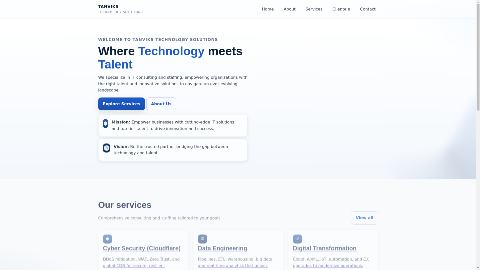 website screenshot of https://tanviks-website-advanced.pages.dev/