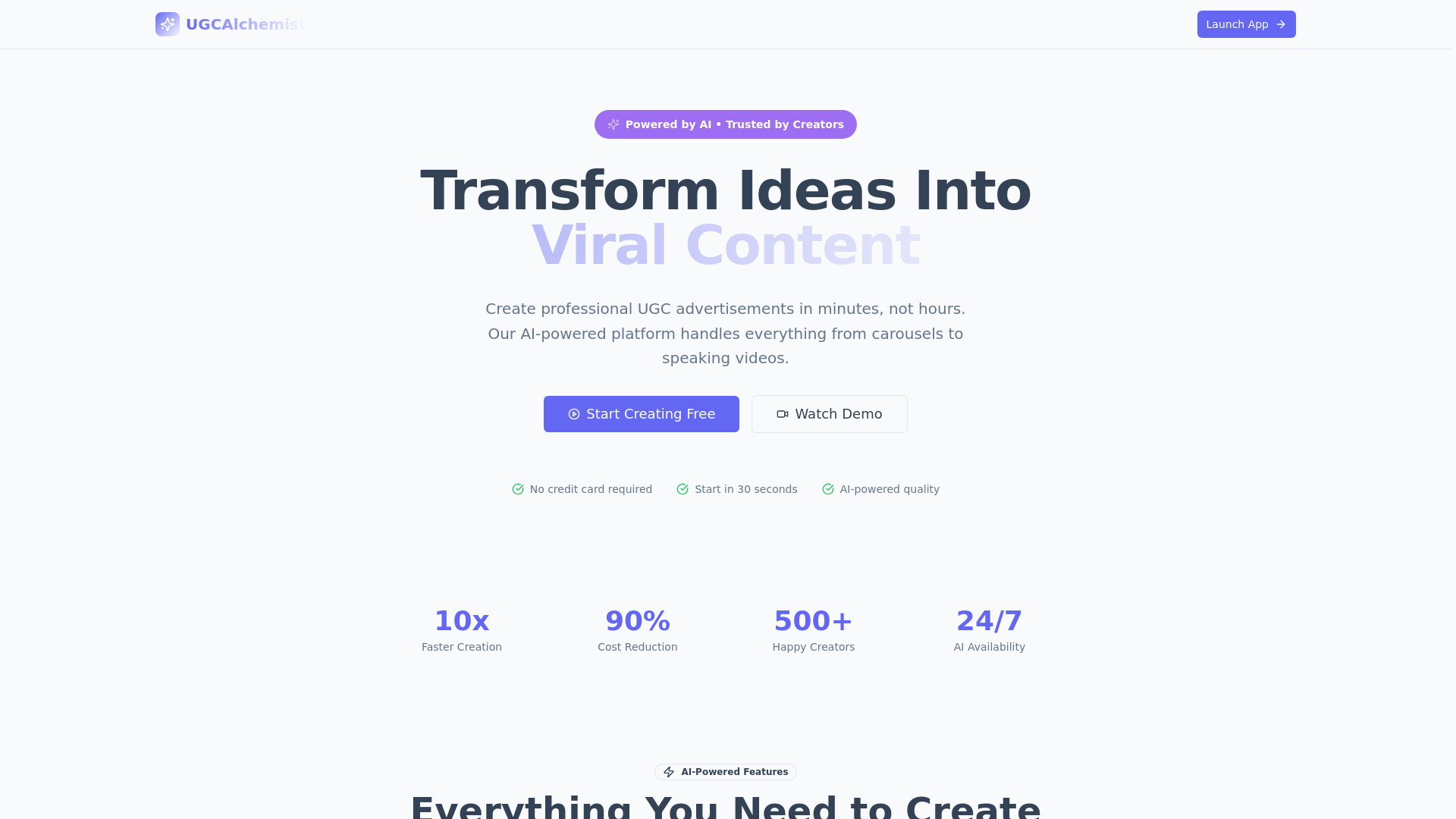 website screenshot of https://ugcalchemist.com/