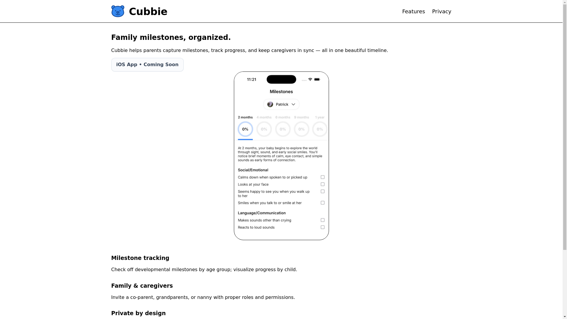 website screenshot of https://cubbie-backend.pages.dev/