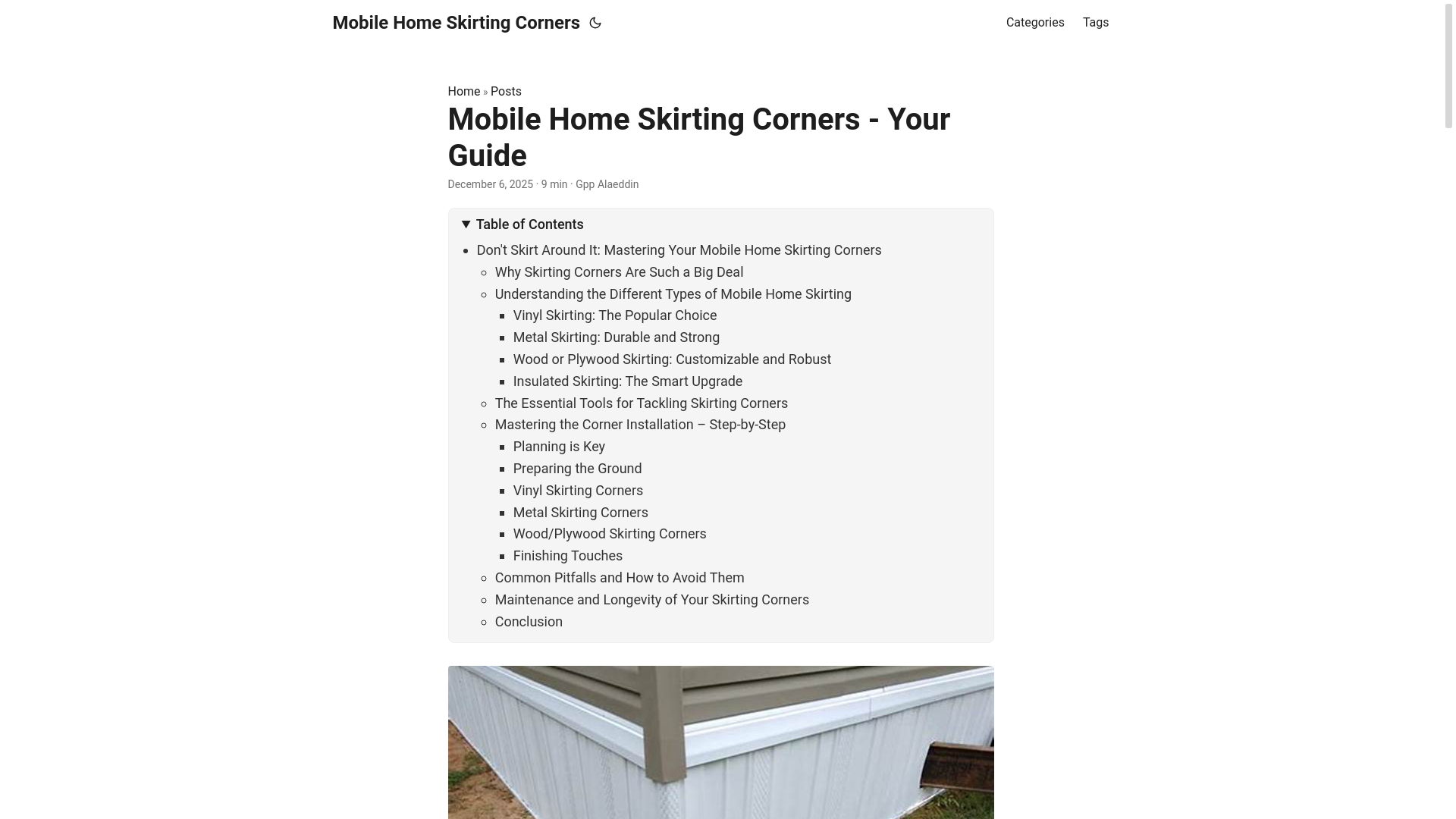 website screenshot of https://mobilehomeskirtingcorners.pages.dev/