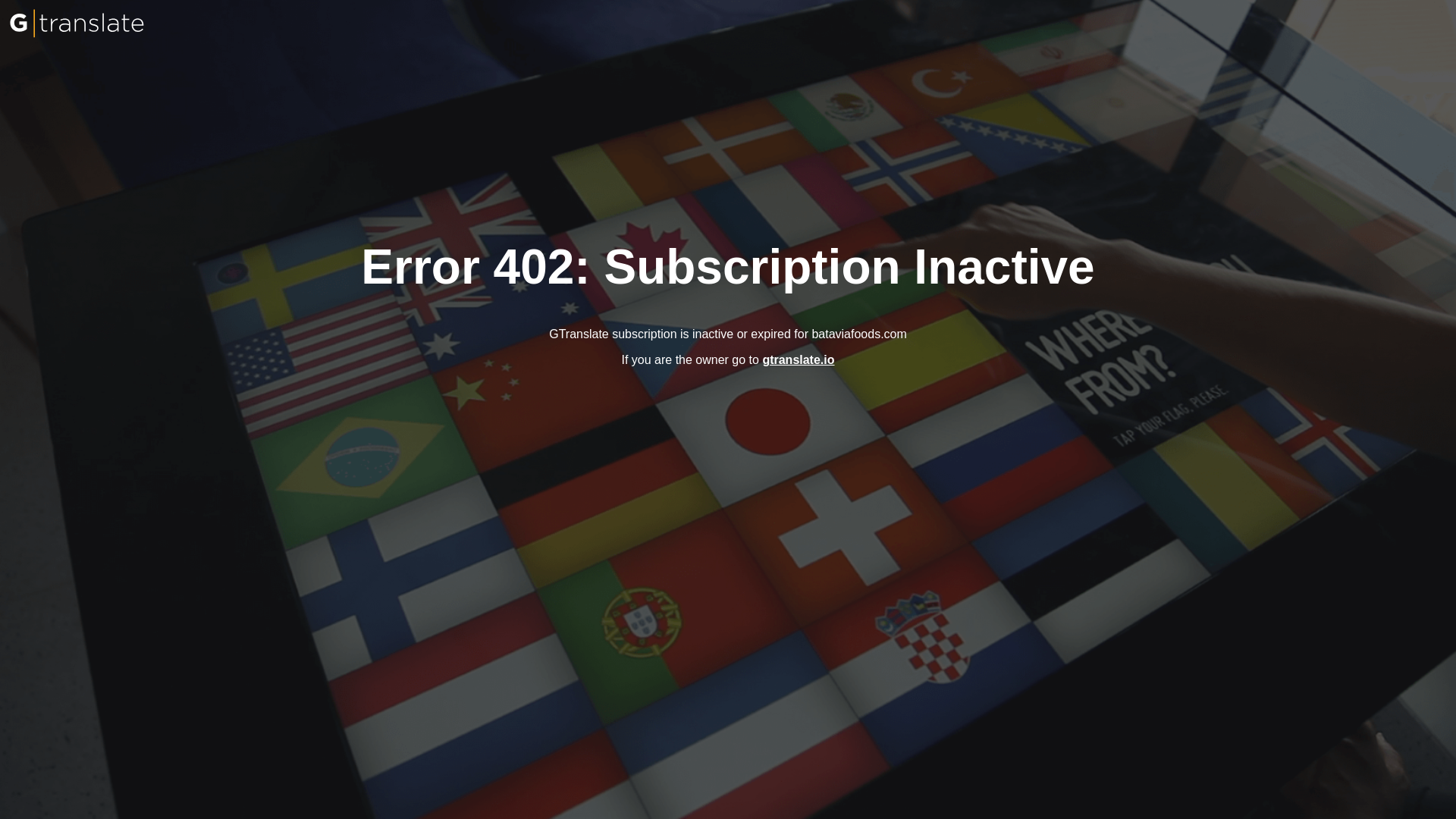 website screenshot of https://bataviafoods.com/