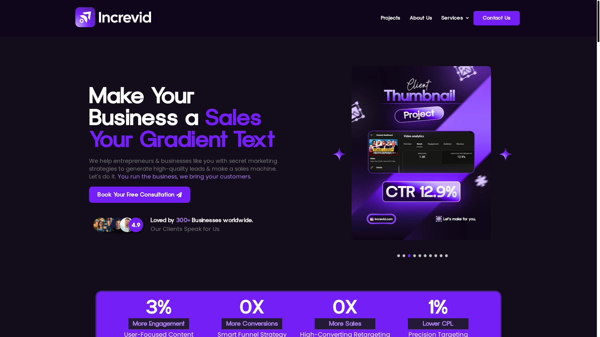 website screenshot of https://increvids.com/