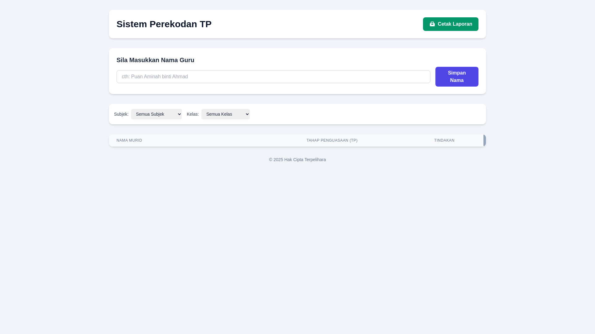 website screenshot of https://rekod-tp-3.pages.dev/