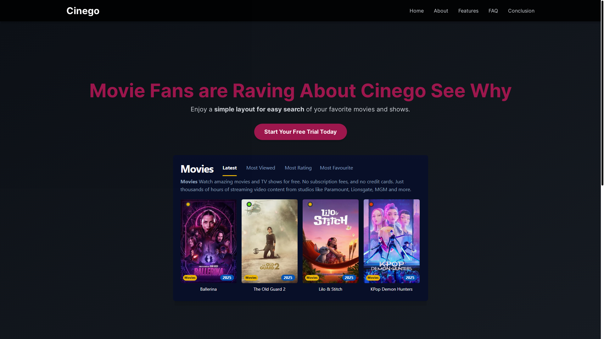 website screenshot of https://cinego-5nn6.pages.dev/