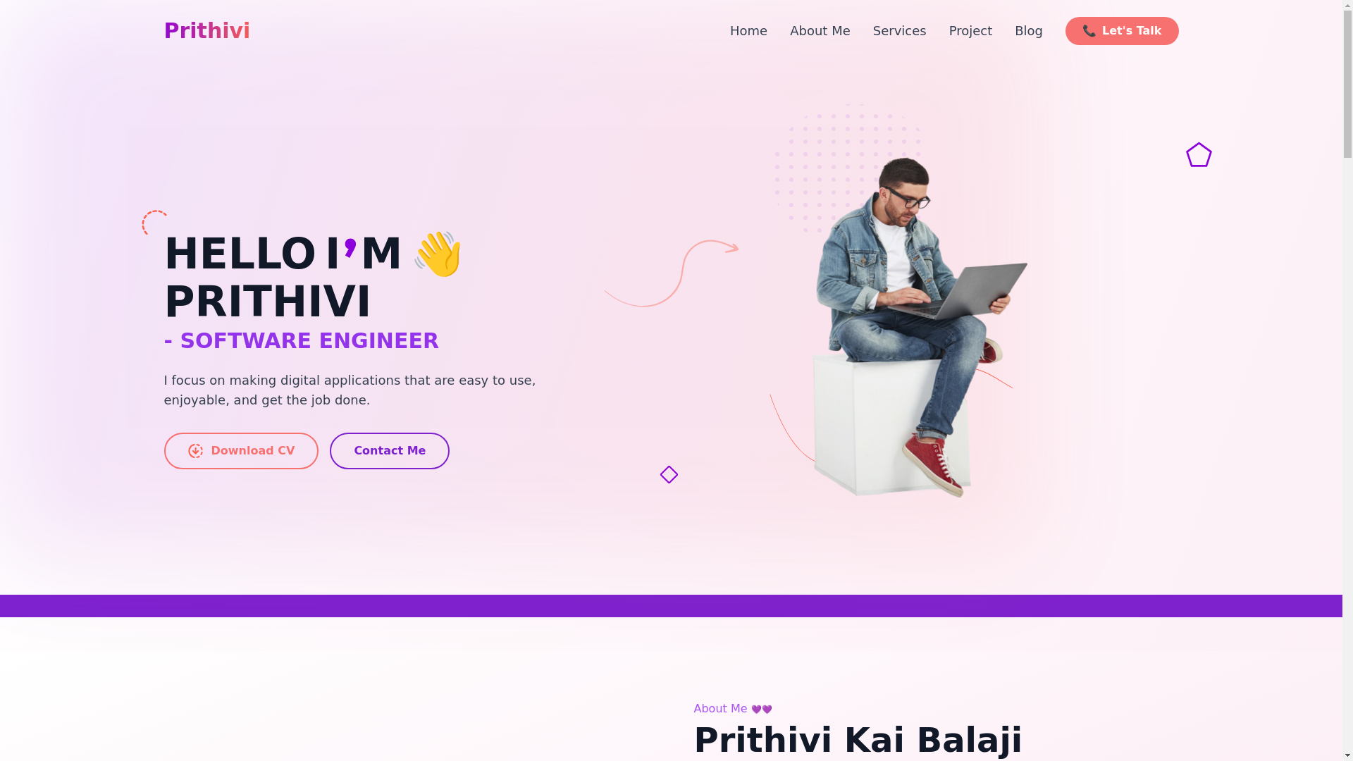 website screenshot of https://prithivi-au.pages.dev/